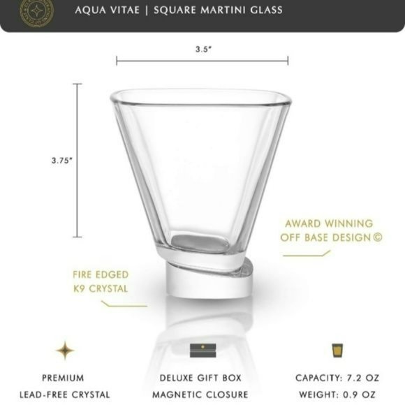 Set of Two‎ Semi Square Cocktail Dessert Martini Crystal Drinking Glass 7.5 Oz - Picture 5 of 16